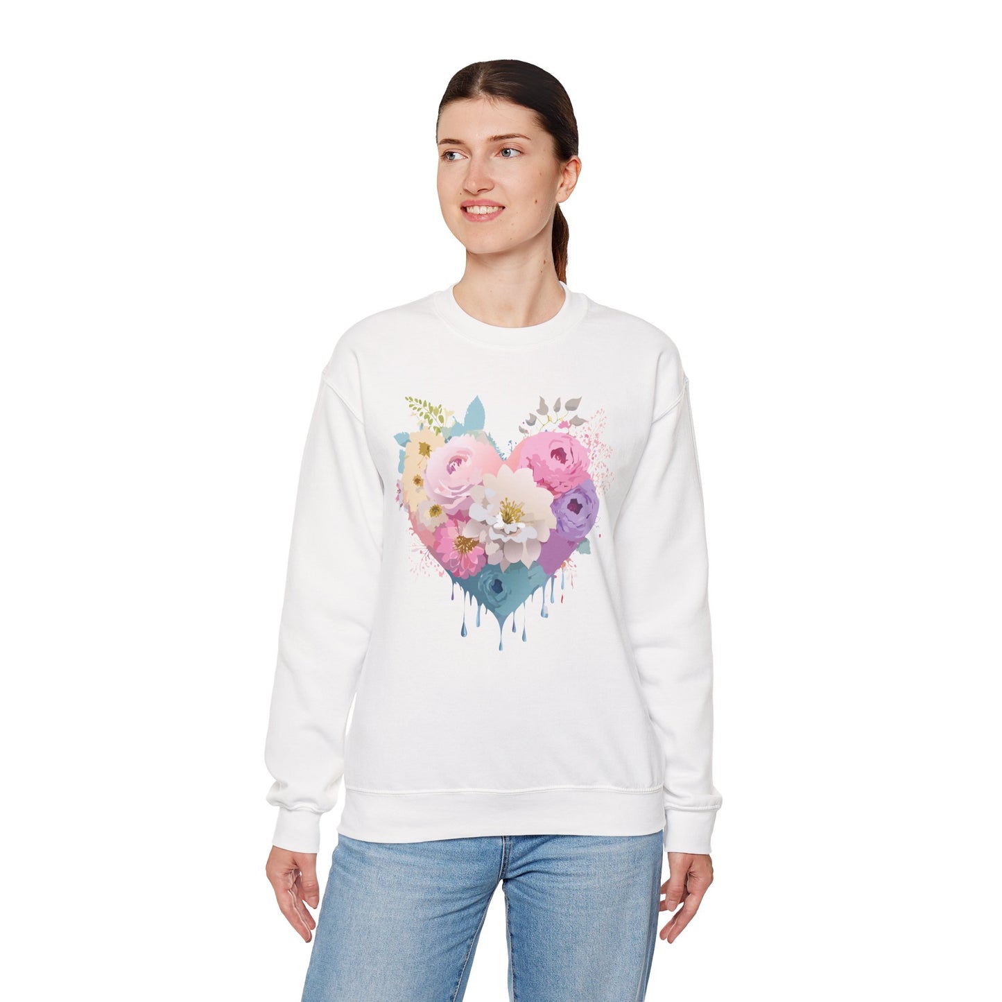 Floral Heart Sweatshirt, Floral Love Sweatshirt, Valentine's Day Sweatshirt, Heart Floral Sweatshirt