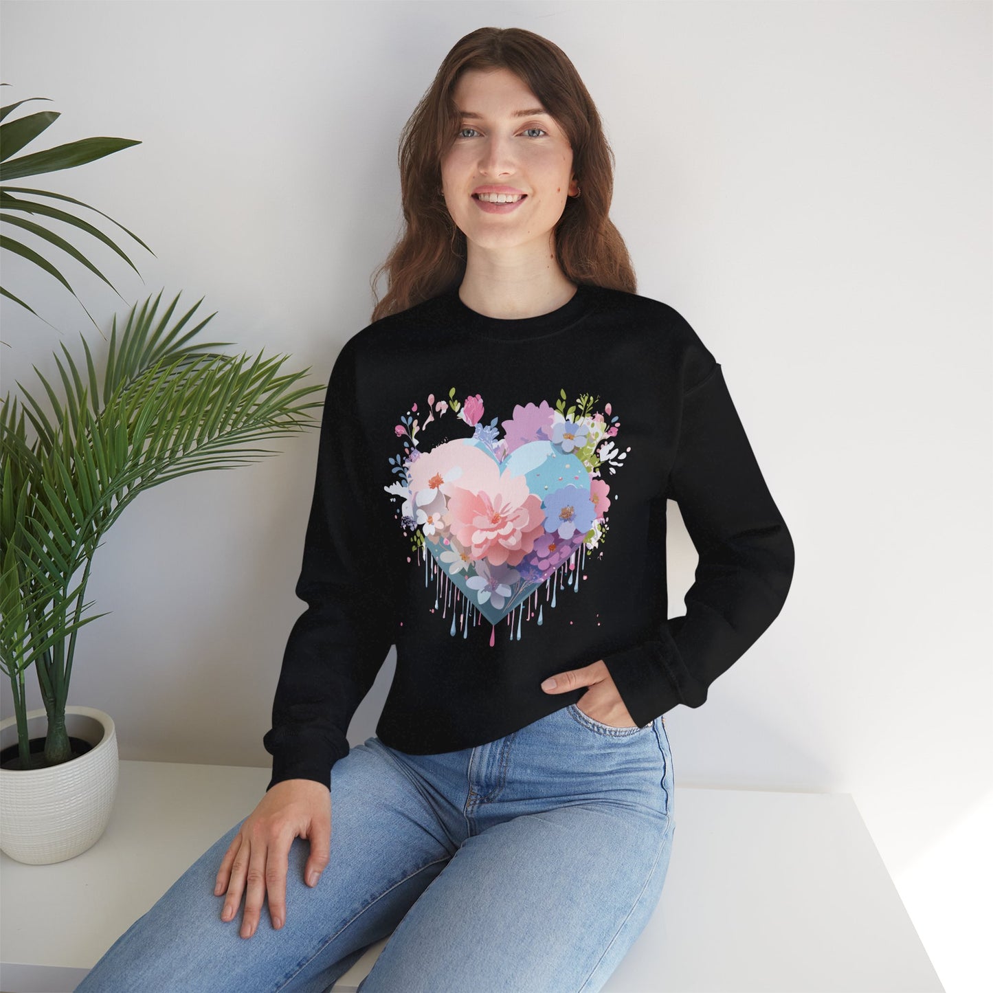 Floral Heart Sweatshirt, Floral Love Sweatshirt, Valentine's Day Sweatshirt, Heart Floral Sweatshirt