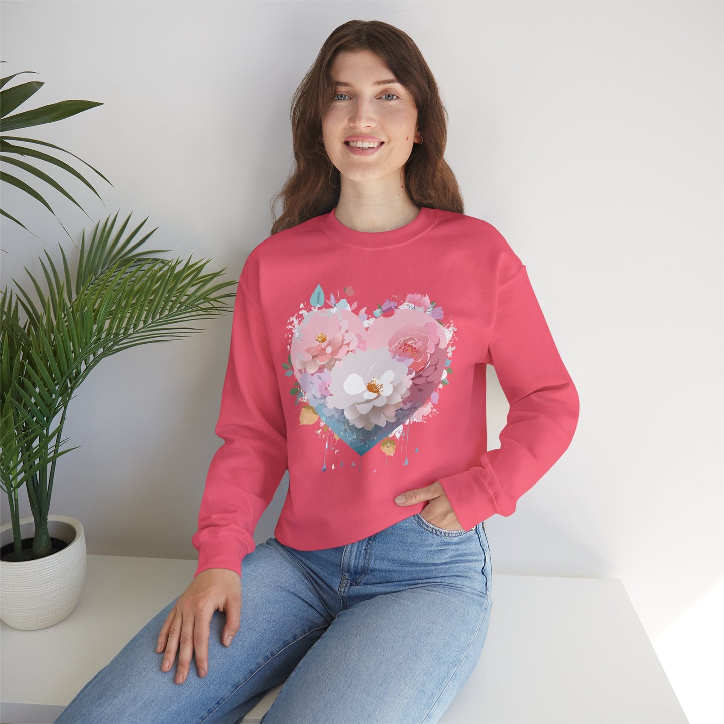 Floral Heart Sweatshirt, Floral Love Sweatshirt, Valentine's Day Sweatshirt, Heart Floral Sweatshirt