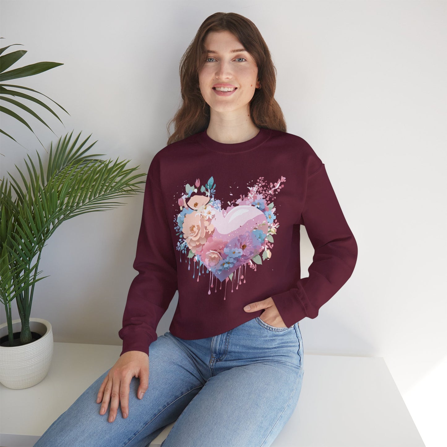 Floral Heart Sweatshirt, Floral Love Sweatshirt, Valentine's Day Sweatshirt, Heart Floral Sweatshirt