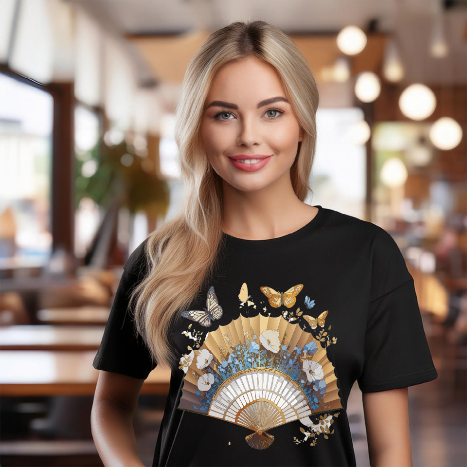 Fan shirt, Shirt with Fan, Tee Shirt with Antique Fan