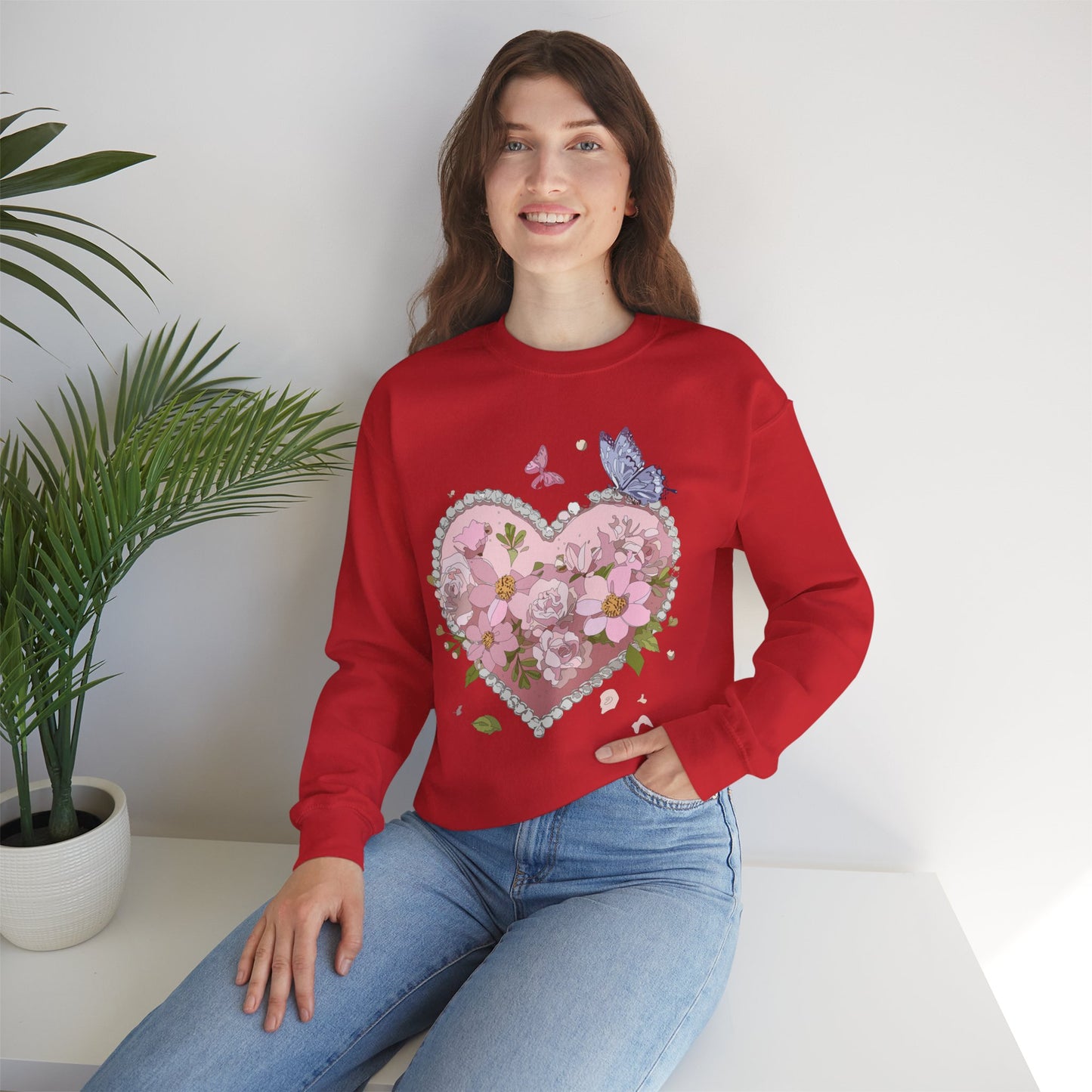 Floral Heart Sweatshirt, Floral Love Sweatshirt, Valentine's Day Sweatshirt, Heart Floral Sweatshirt