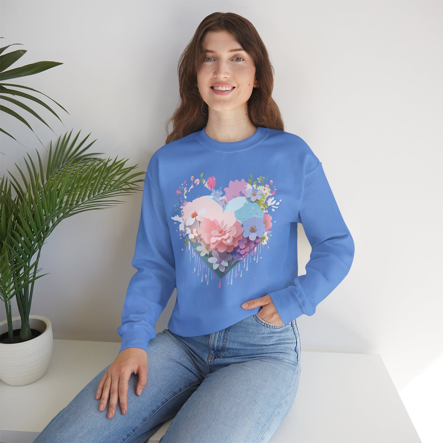 Floral Heart Sweatshirt, Floral Love Sweatshirt, Valentine's Day Sweatshirt, Heart Floral Sweatshirt
