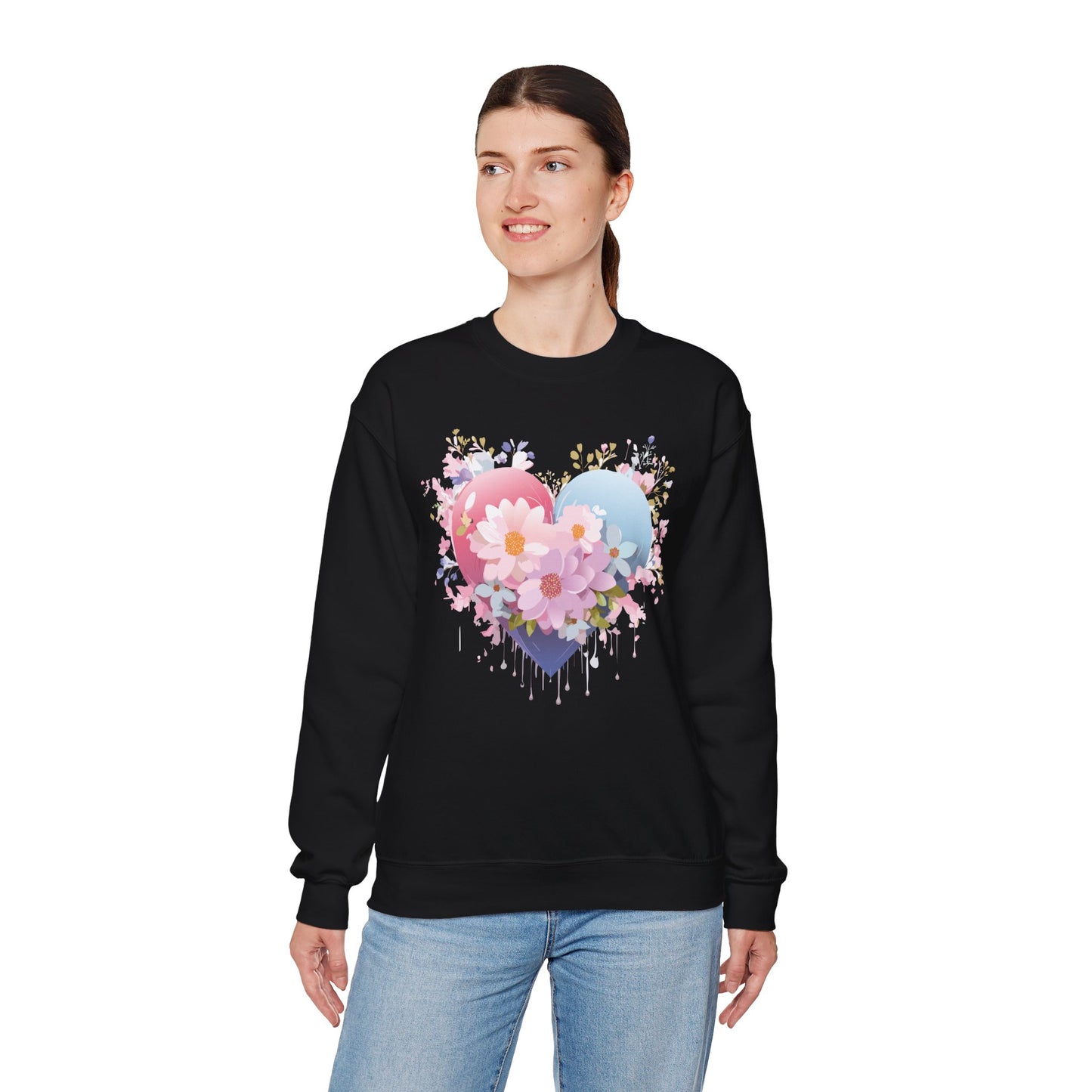 Floral Heart Sweatshirt, Floral Love Sweatshirt, Valentine's Day Sweatshirt, Heart Floral Sweatshirt