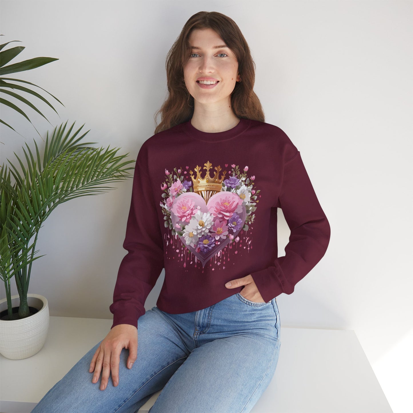 Floral Heart Sweatshirt, Floral Love Sweatshirt, Valentine's Day Sweatshirt, Heart Floral Sweatshirt