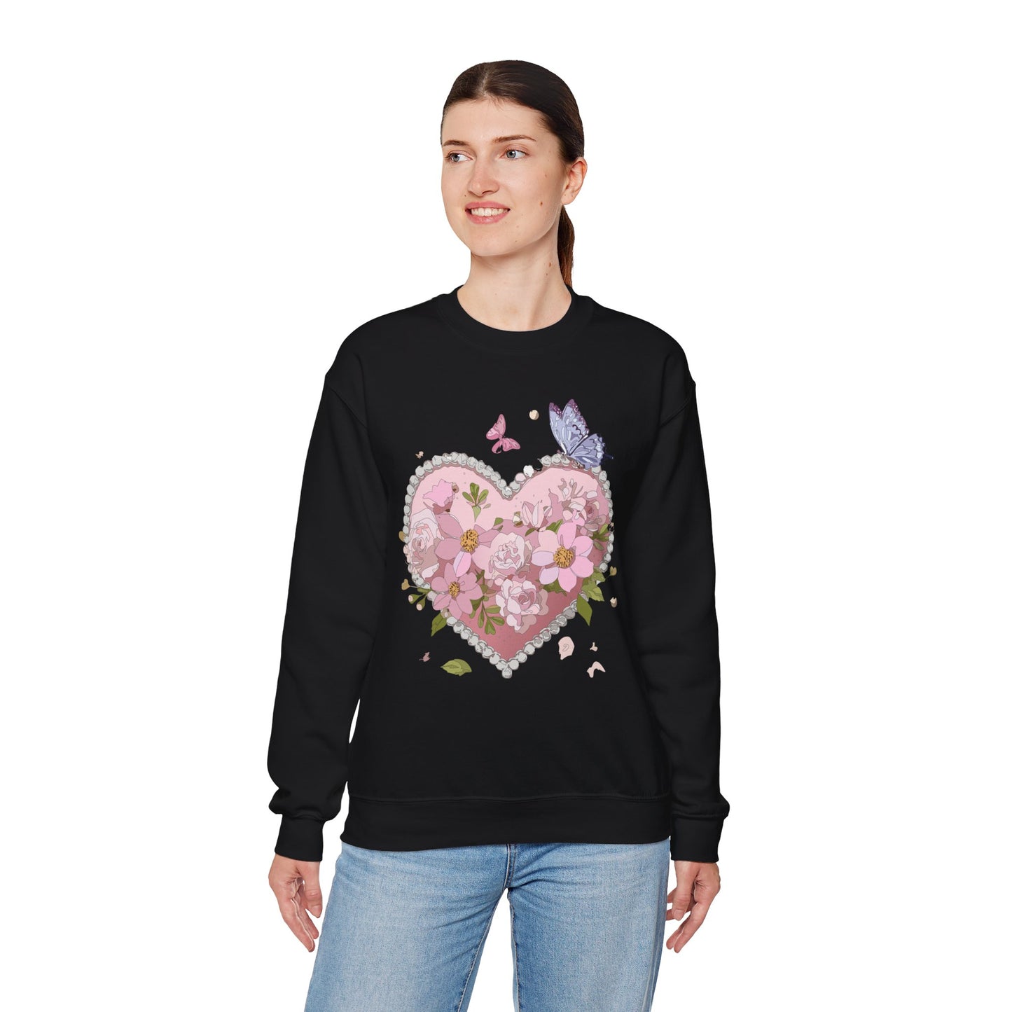 Floral Heart Sweatshirt, Floral Love Sweatshirt, Valentine's Day Sweatshirt, Heart Floral Sweatshirt