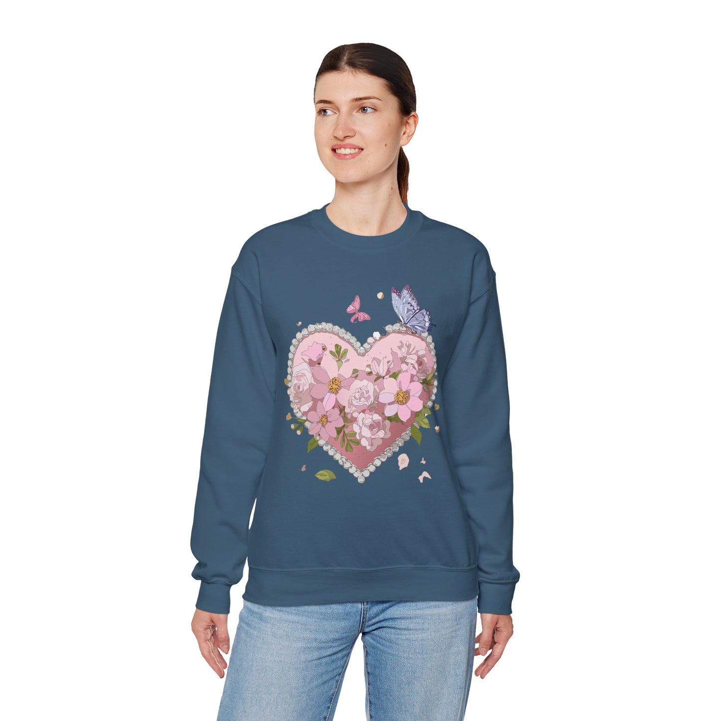 Floral Heart Sweatshirt, Floral Love Sweatshirt, Valentine's Day Sweatshirt, Heart Floral Sweatshirt