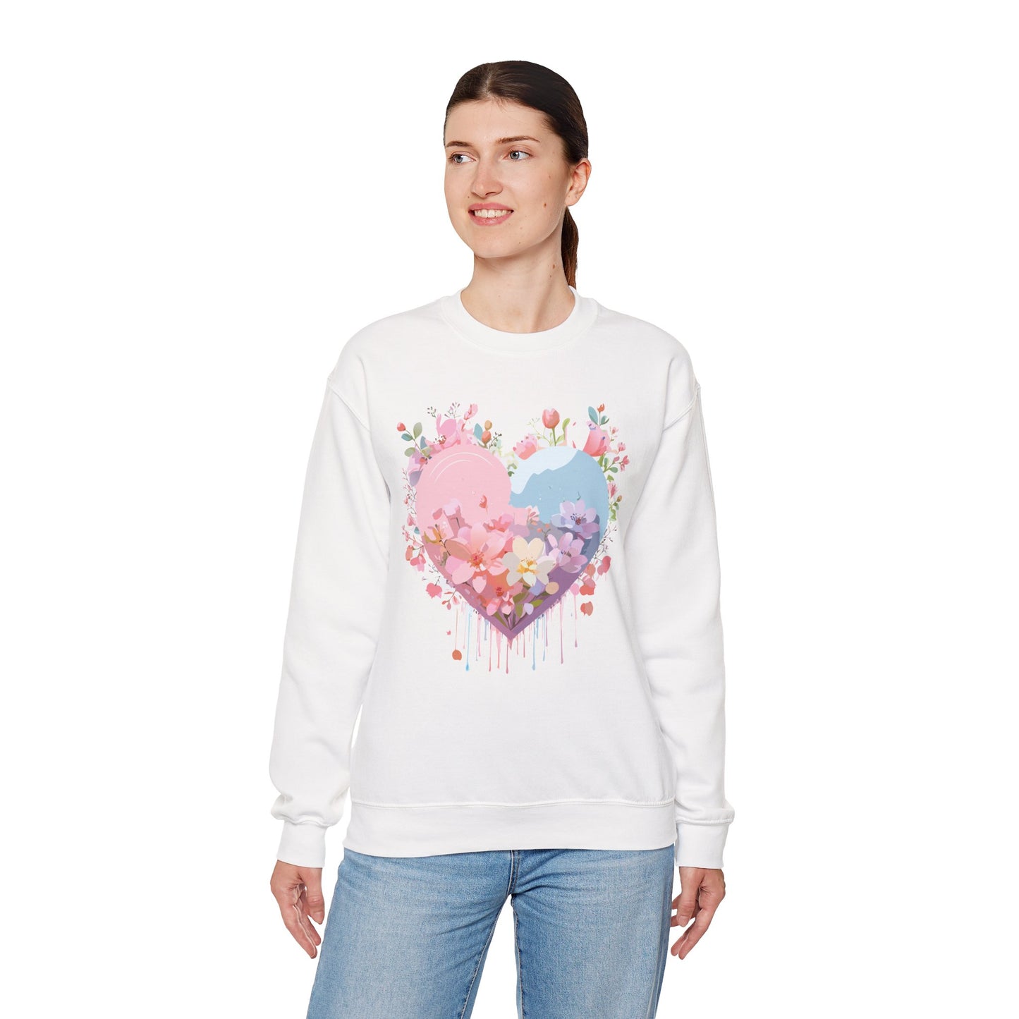 Floral Heart Sweatshirt, Floral Love Sweatshirt, Valentine's Day Sweatshirt, Heart Floral Sweatshirt