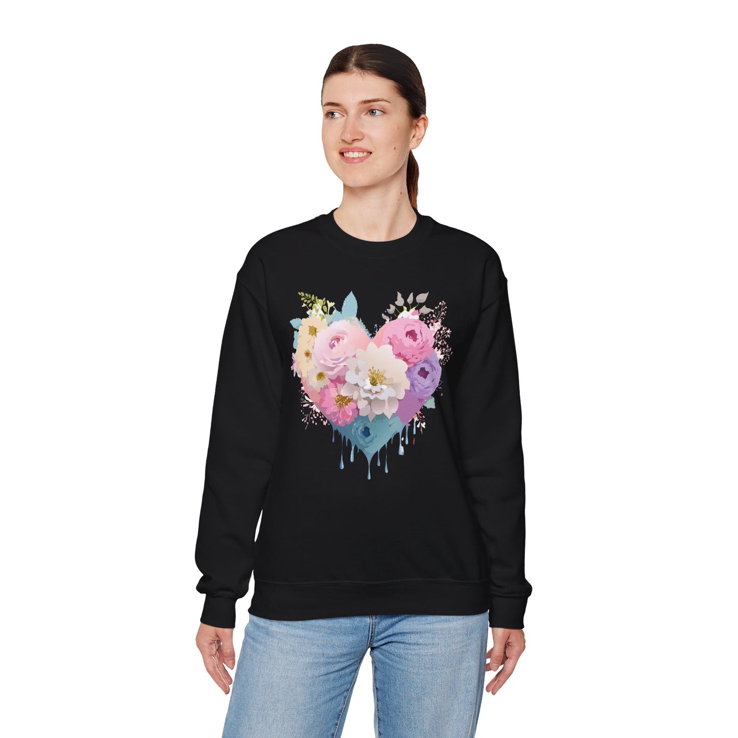 Floral Heart Sweatshirt, Floral Love Sweatshirt, Valentine's Day Sweatshirt, Heart Floral Sweatshirt