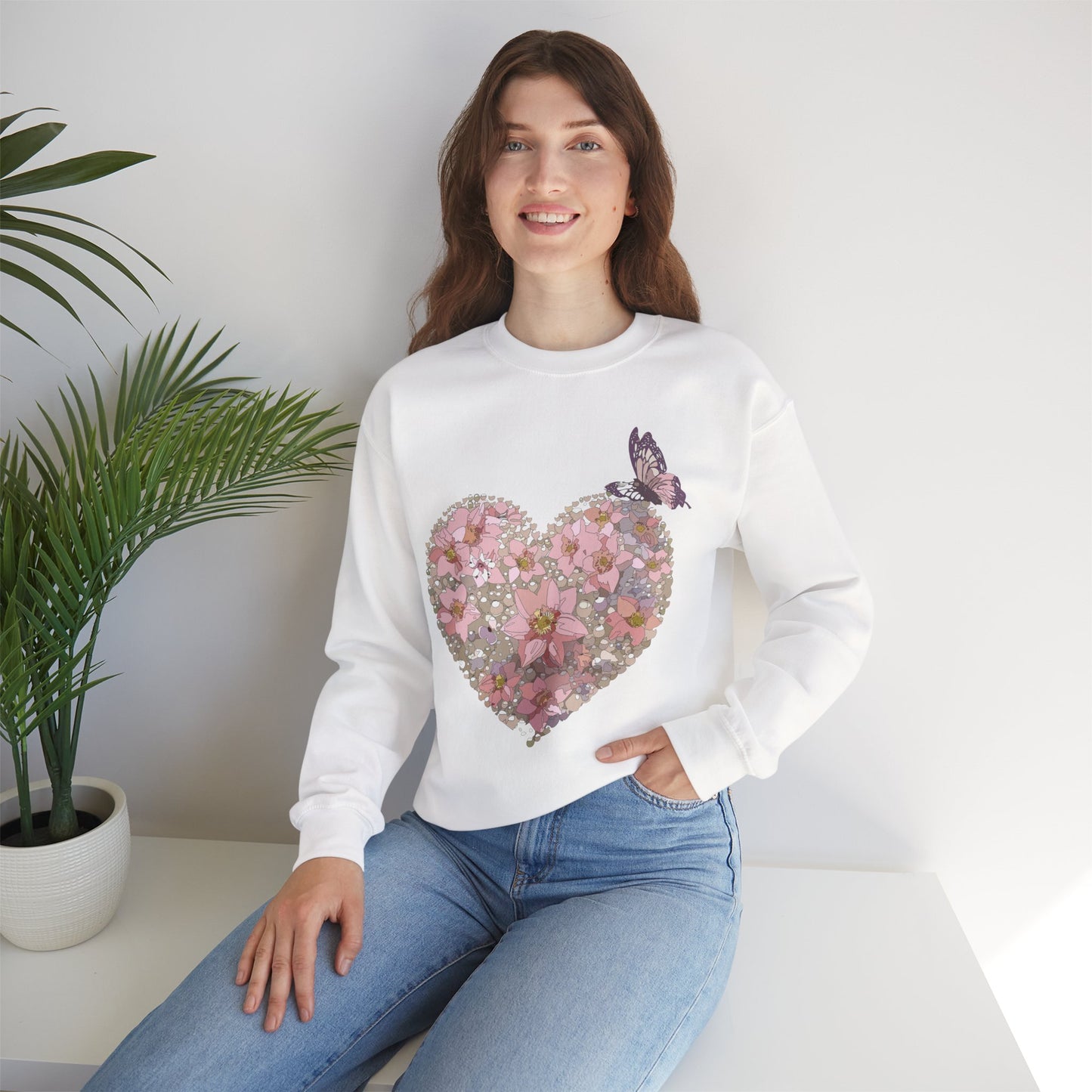 Floral Heart Sweatshirt, Floral Love Sweatshirt, Valentine's Day Sweatshirt, Heart Floral Sweatshirt