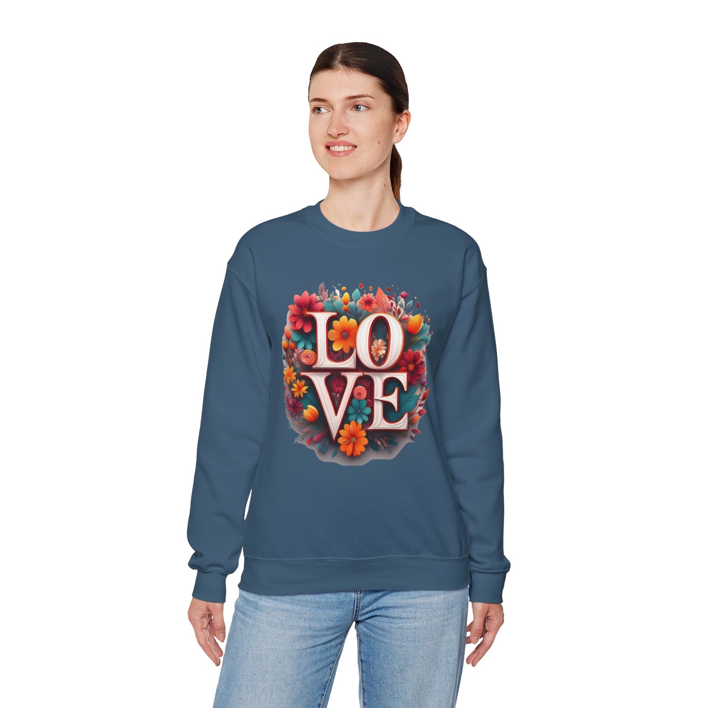 Floral Love Sweatshirt, Valentine's Day Sweatshirt, Love Flower Sweatshirt