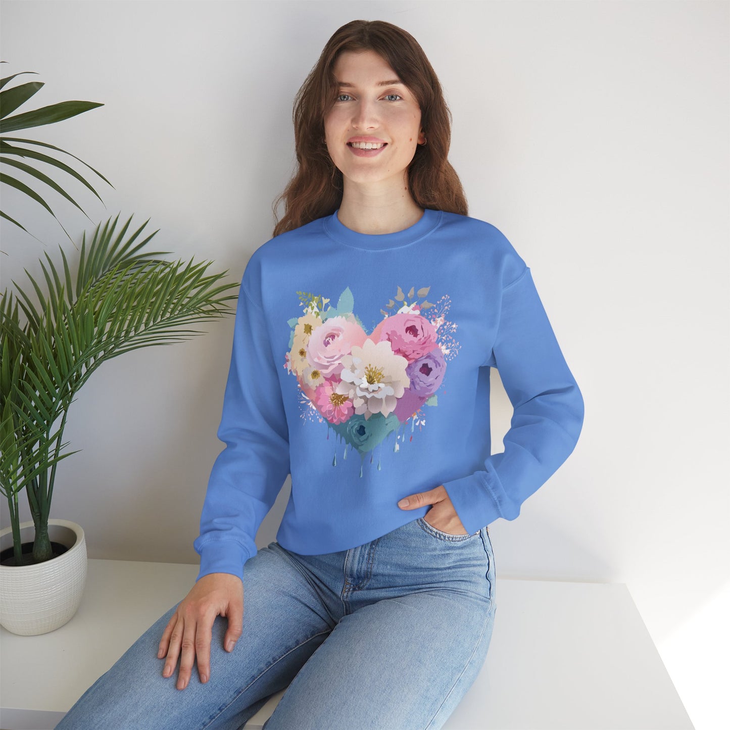 Floral Heart Sweatshirt, Floral Love Sweatshirt, Valentine's Day Sweatshirt, Heart Floral Sweatshirt