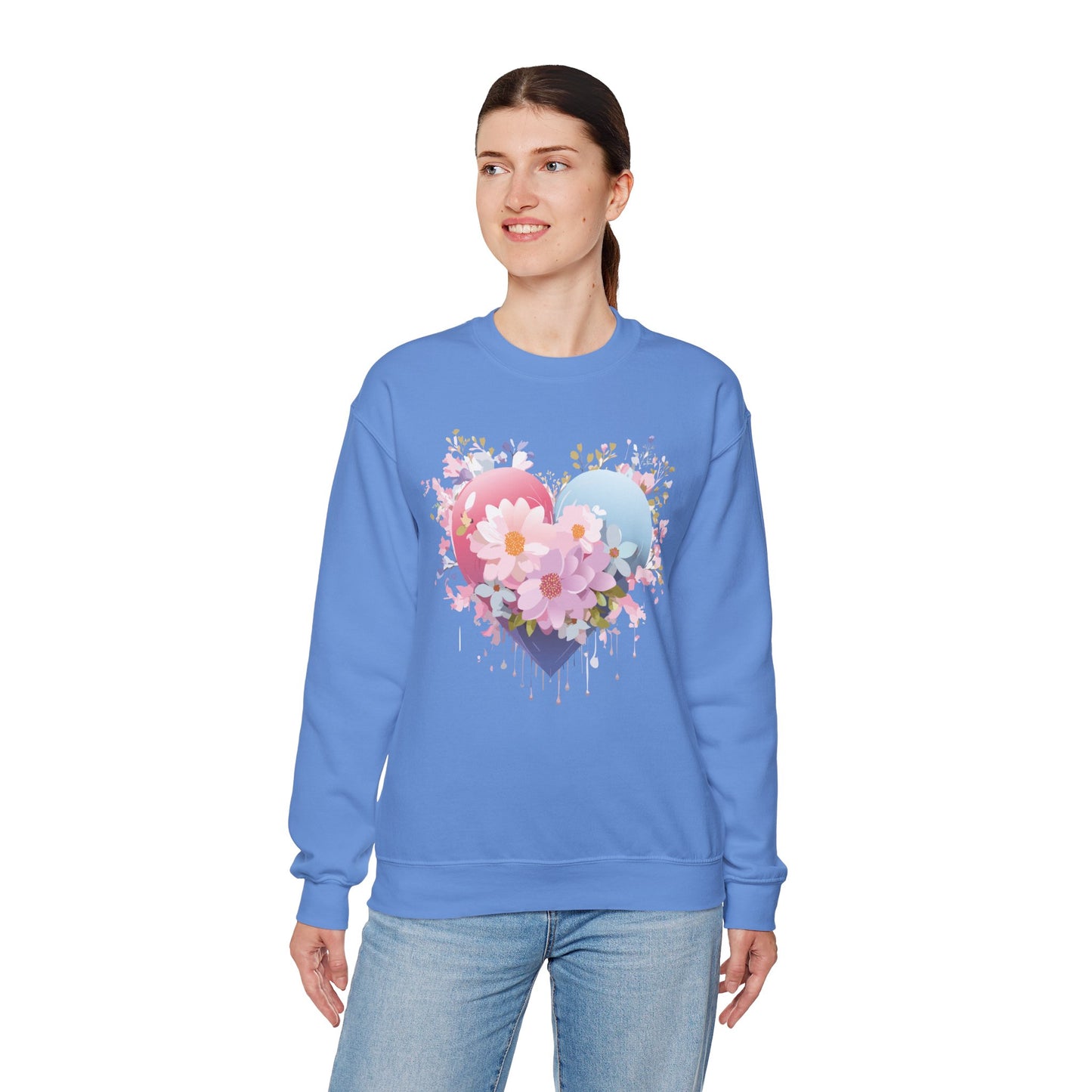 Floral Heart Sweatshirt, Floral Love Sweatshirt, Valentine's Day Sweatshirt, Heart Floral Sweatshirt