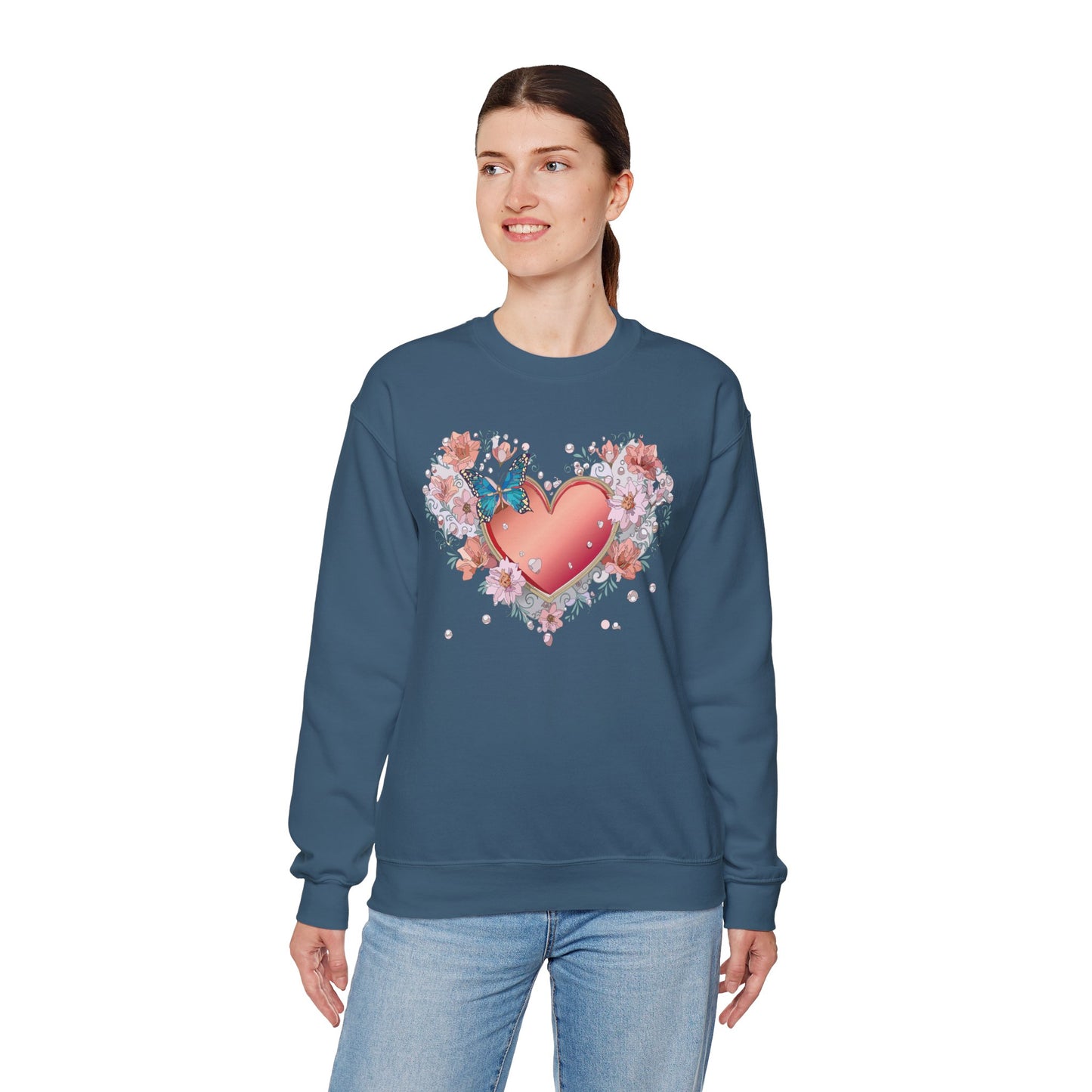 Floral Heart Sweatshirt, Floral Love Sweatshirt, Valentine's Day Sweatshirt, Heart Floral Sweatshirt