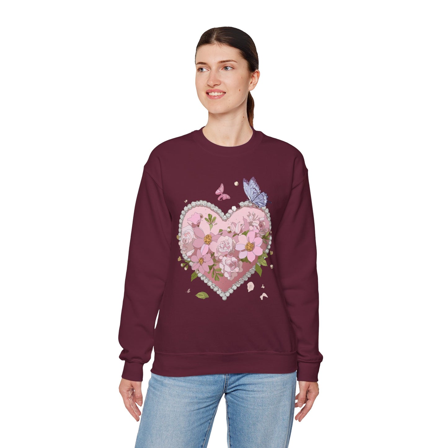 Floral Heart Sweatshirt, Floral Love Sweatshirt, Valentine's Day Sweatshirt, Heart Floral Sweatshirt
