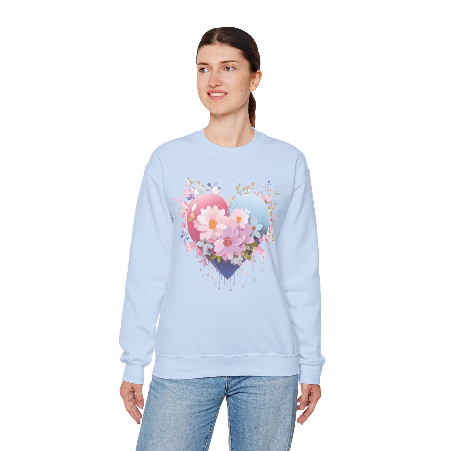 Floral Heart Sweatshirt, Floral Love Sweatshirt, Valentine's Day Sweatshirt, Heart Floral Sweatshirt