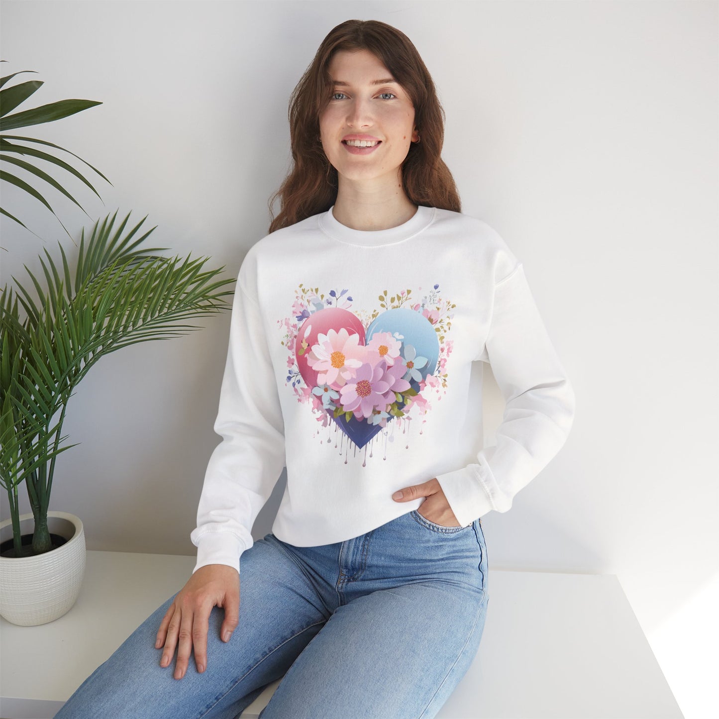 Floral Heart Sweatshirt, Floral Love Sweatshirt, Valentine's Day Sweatshirt, Heart Floral Sweatshirt