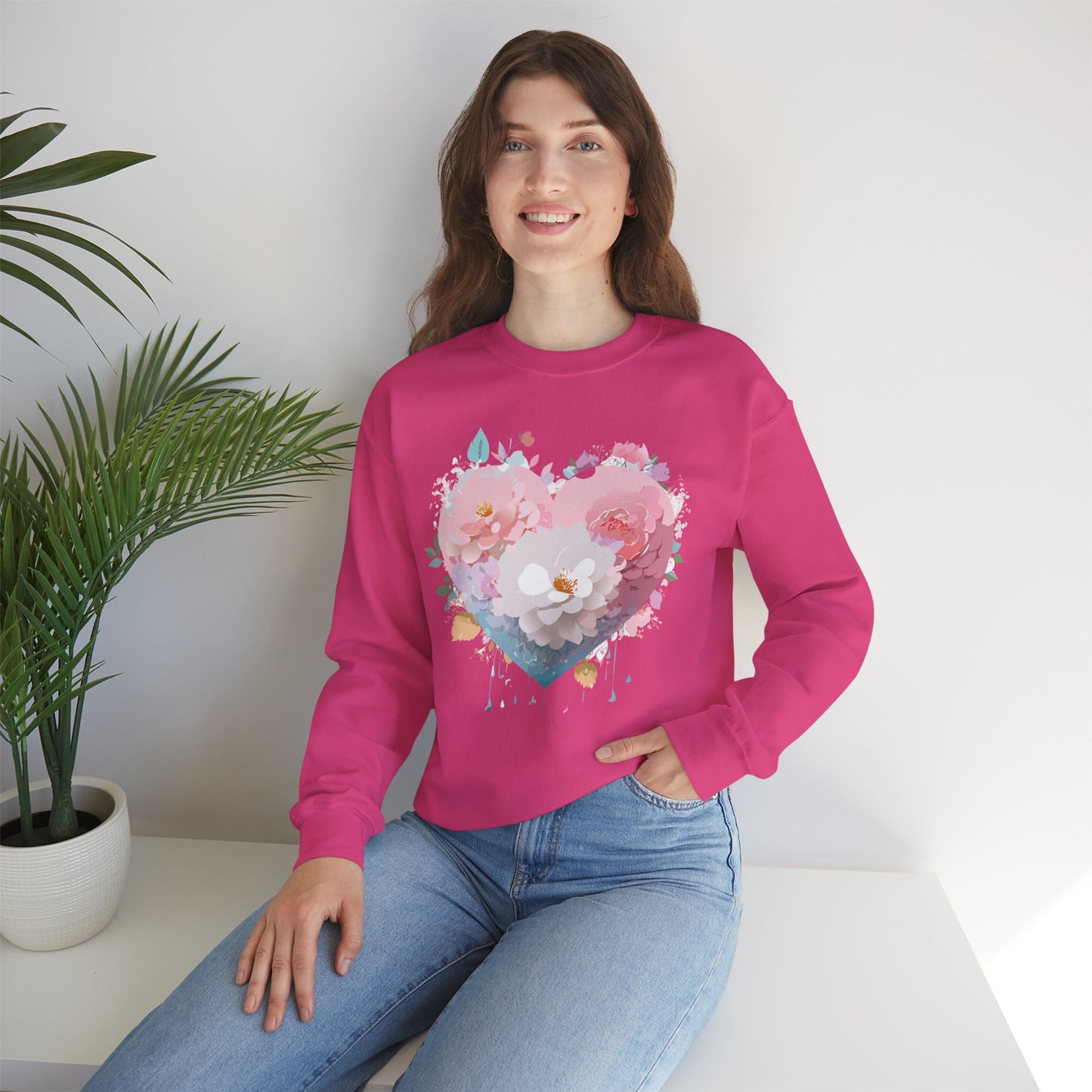 Floral Heart Sweatshirt, Floral Love Sweatshirt, Valentine's Day Sweatshirt, Heart Floral Sweatshirt