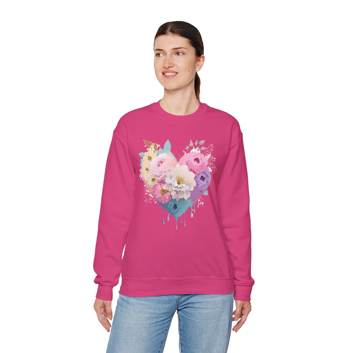 Floral Heart Sweatshirt, Floral Love Sweatshirt, Valentine's Day Sweatshirt, Heart Floral Sweatshirt