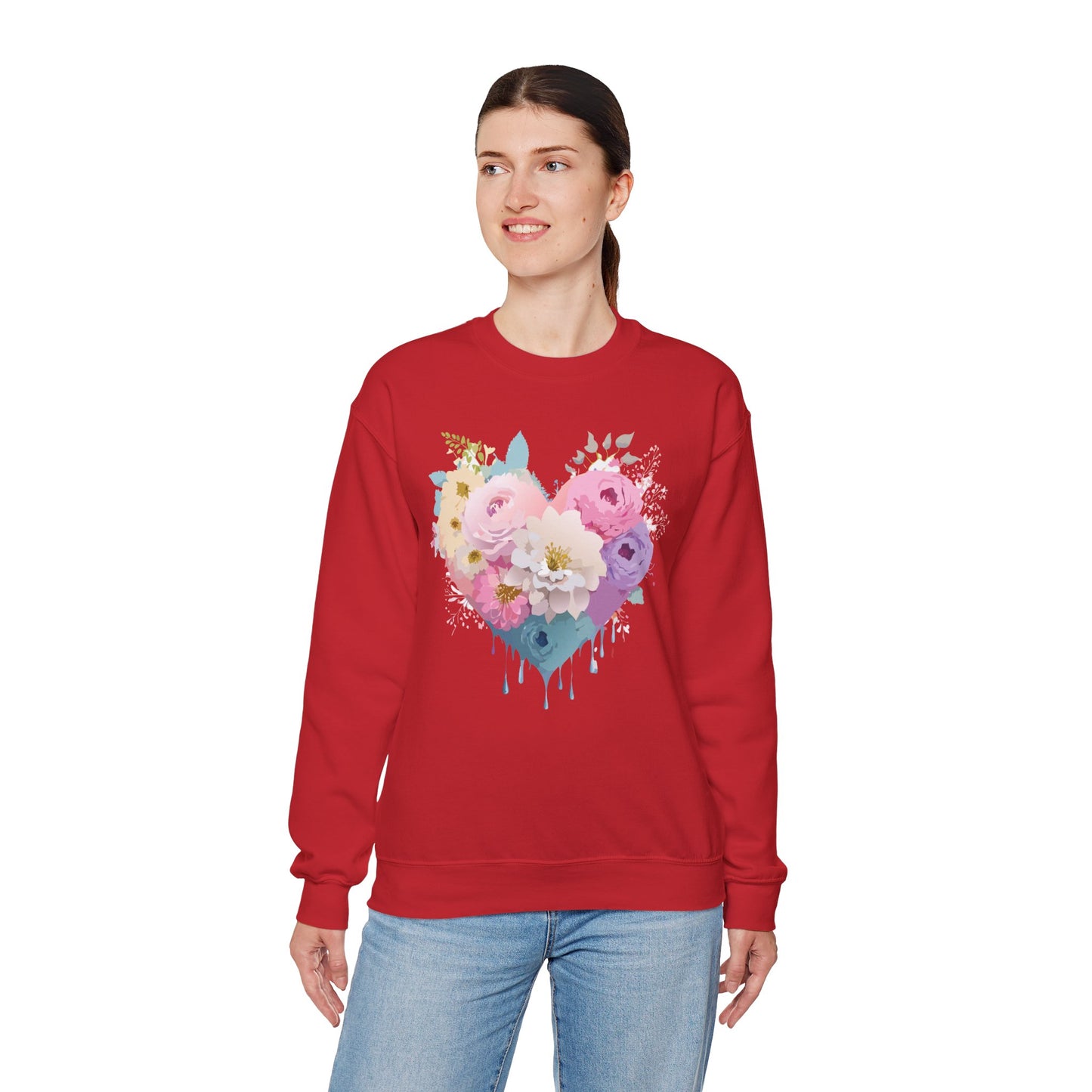 Floral Heart Sweatshirt, Floral Love Sweatshirt, Valentine's Day Sweatshirt, Heart Floral Sweatshirt