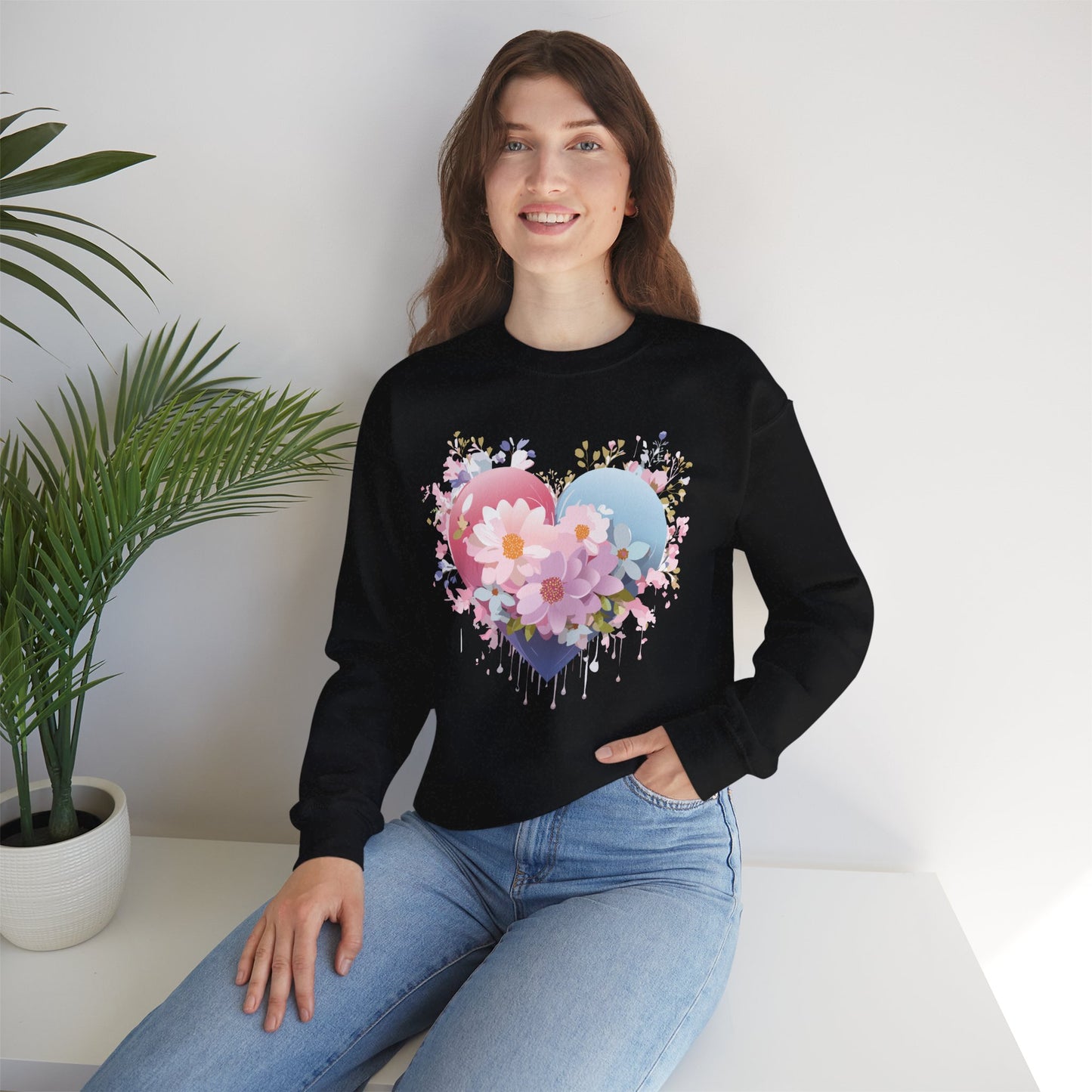 Floral Heart Sweatshirt, Floral Love Sweatshirt, Valentine's Day Sweatshirt, Heart Floral Sweatshirt