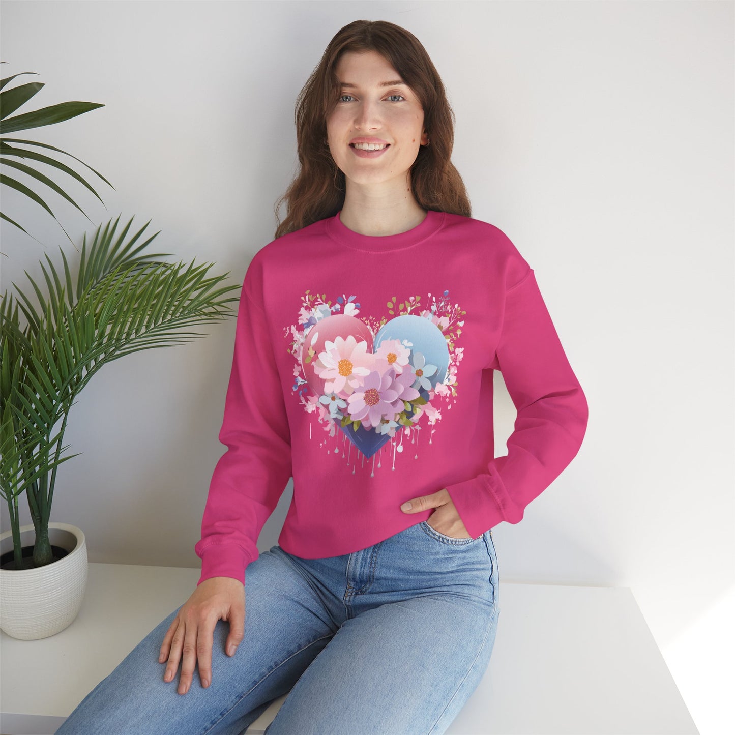 Floral Heart Sweatshirt, Floral Love Sweatshirt, Valentine's Day Sweatshirt, Heart Floral Sweatshirt