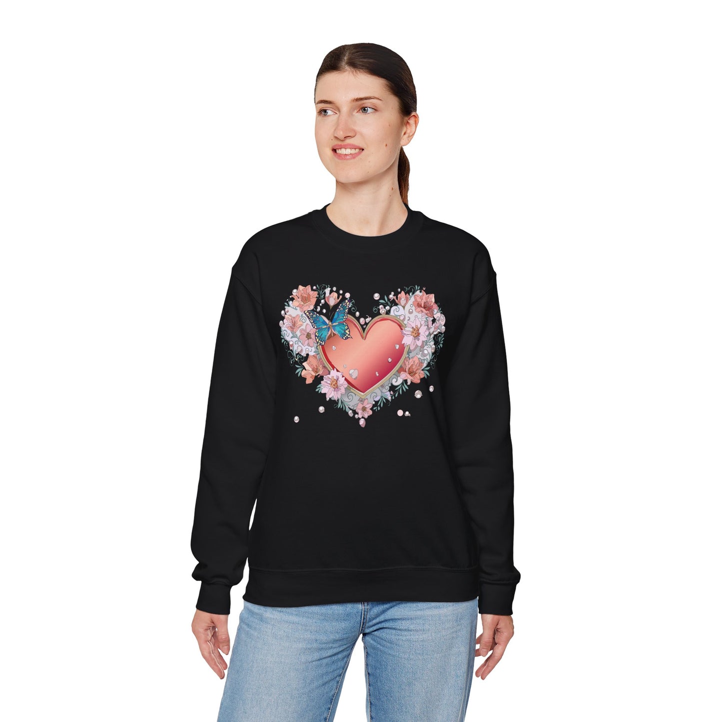 Floral Heart Sweatshirt, Floral Love Sweatshirt, Valentine's Day Sweatshirt, Heart Floral Sweatshirt