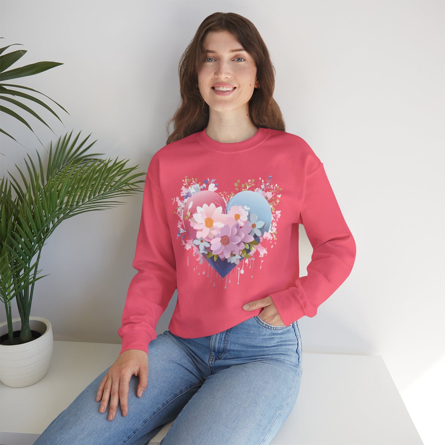 Floral Heart Sweatshirt, Floral Love Sweatshirt, Valentine's Day Sweatshirt, Heart Floral Sweatshirt