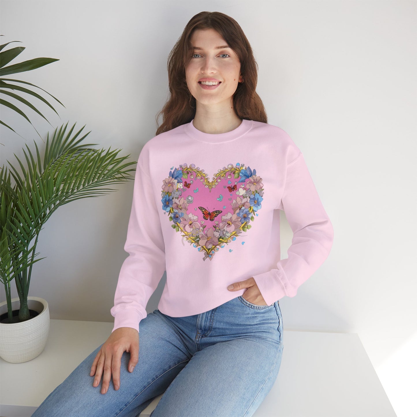 Floral Heart Sweatshirt, Floral Love Sweatshirt, Valentine's Day Sweatshirt, Heart Floral Sweatshirt