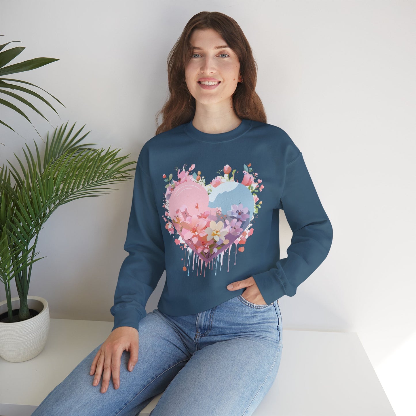 Floral Heart Sweatshirt, Floral Love Sweatshirt, Valentine's Day Sweatshirt, Heart Floral Sweatshirt
