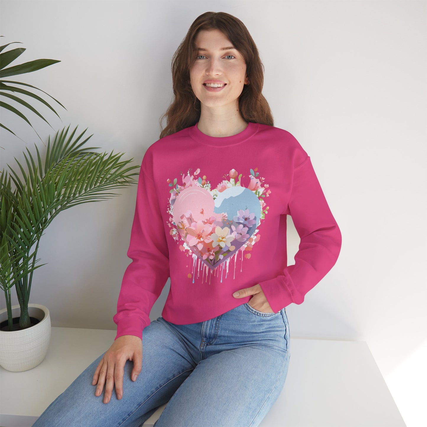 Floral Heart Sweatshirt, Floral Love Sweatshirt, Valentine's Day Sweatshirt, Heart Floral Sweatshirt