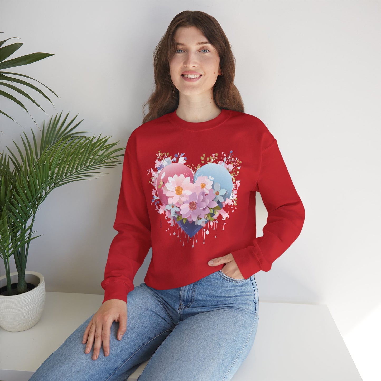 Floral Heart Sweatshirt, Floral Love Sweatshirt, Valentine's Day Sweatshirt, Heart Floral Sweatshirt