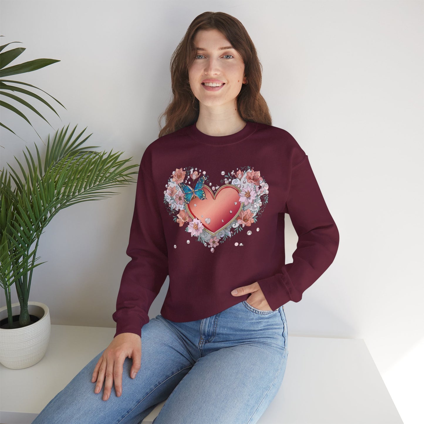 Floral Heart Sweatshirt, Floral Love Sweatshirt, Valentine's Day Sweatshirt, Heart Floral Sweatshirt