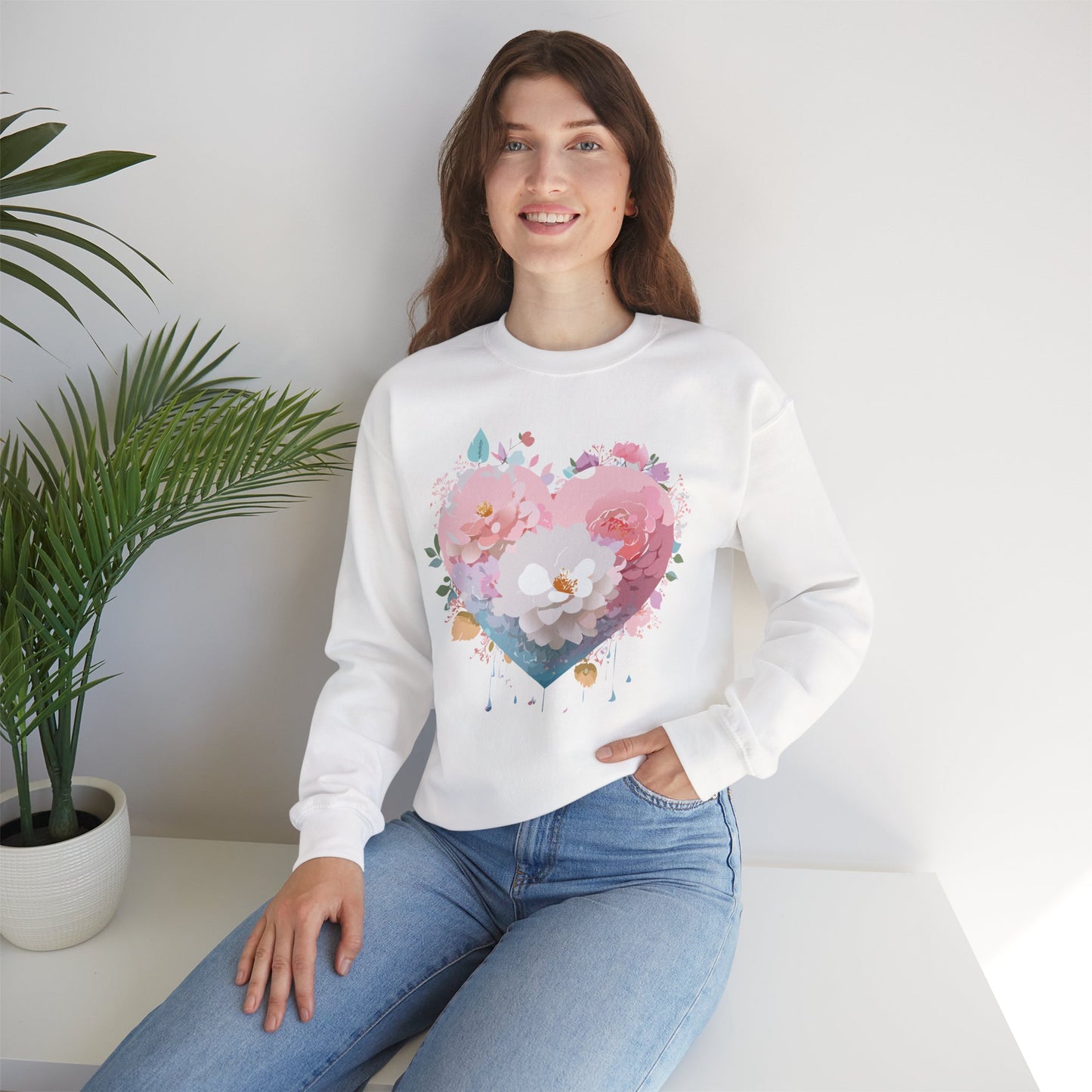 Floral Heart Sweatshirt, Floral Love Sweatshirt, Valentine's Day Sweatshirt, Heart Floral Sweatshirt
