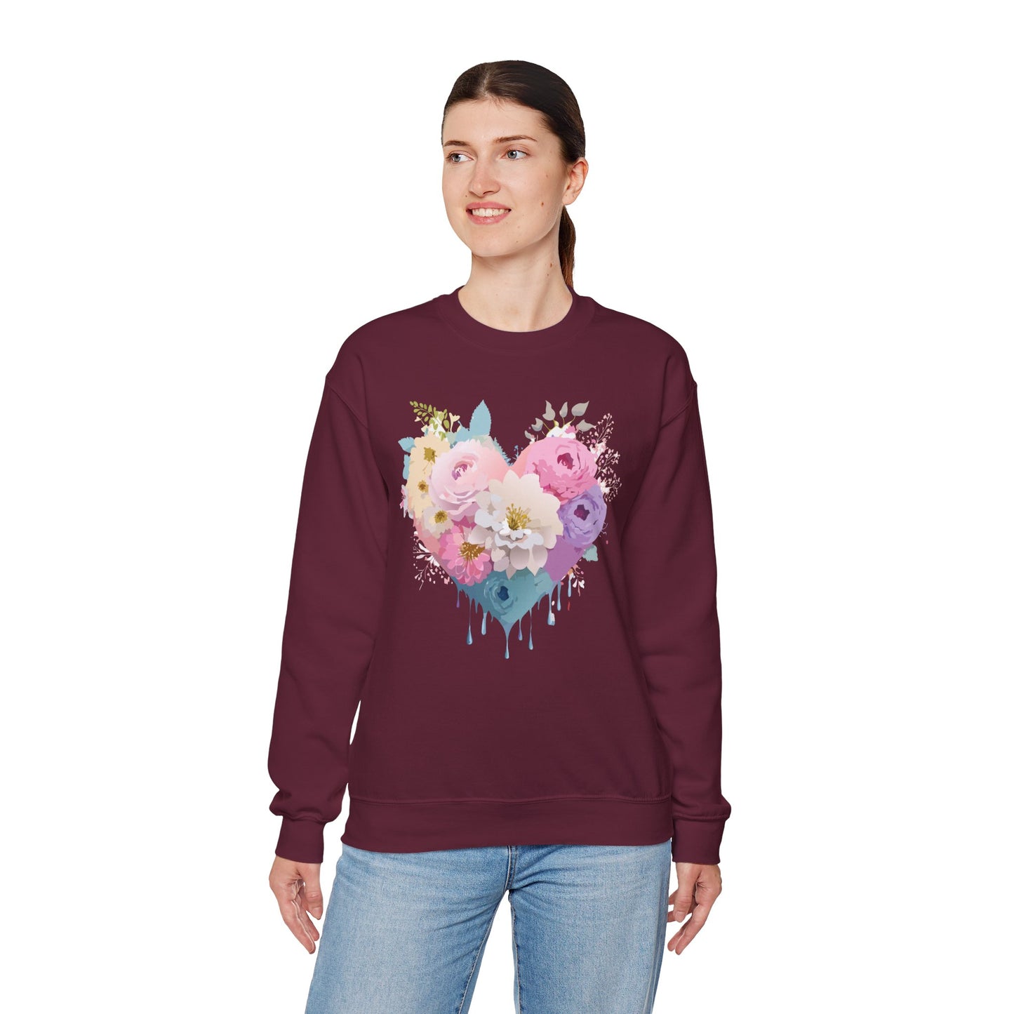 Floral Heart Sweatshirt, Floral Love Sweatshirt, Valentine's Day Sweatshirt, Heart Floral Sweatshirt