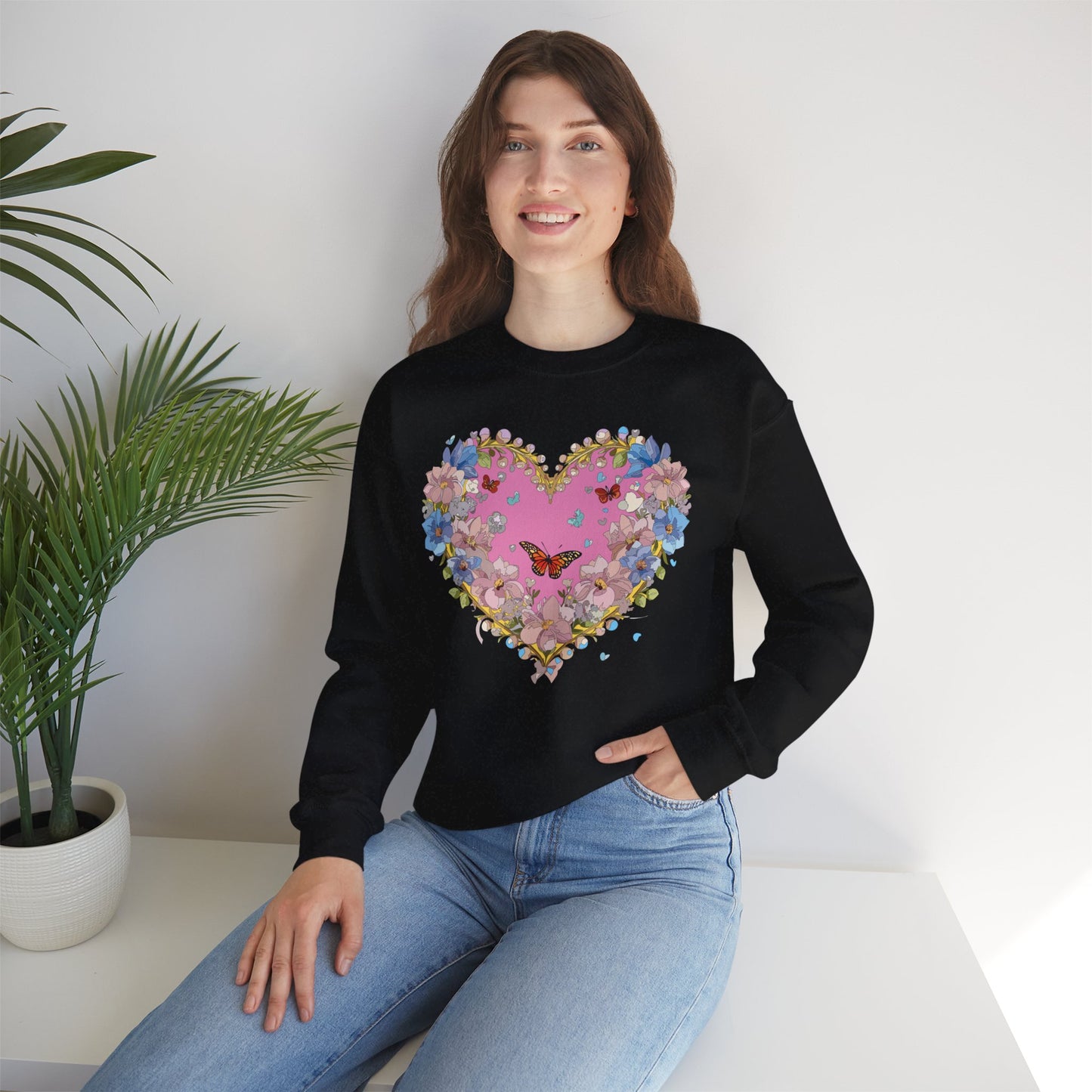 Floral Heart Sweatshirt, Floral Love Sweatshirt, Valentine's Day Sweatshirt, Heart Floral Sweatshirt