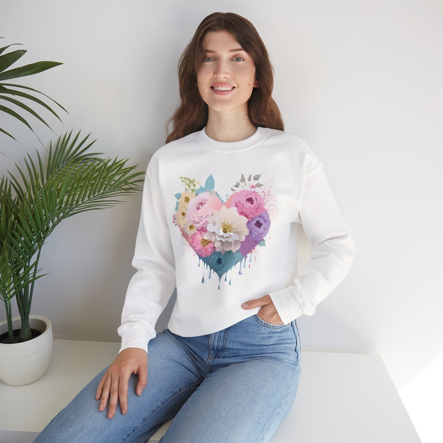 Floral Heart Sweatshirt, Floral Love Sweatshirt, Valentine's Day Sweatshirt, Heart Floral Sweatshirt