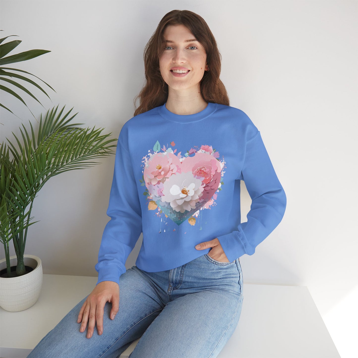 Floral Heart Sweatshirt, Floral Love Sweatshirt, Valentine's Day Sweatshirt, Heart Floral Sweatshirt