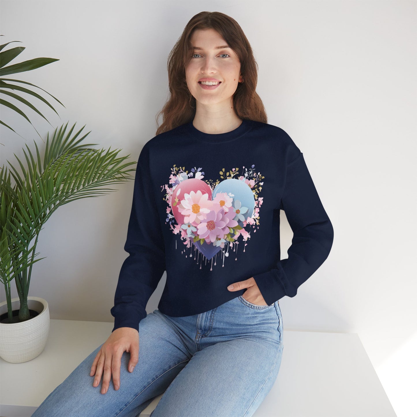 Floral Heart Sweatshirt, Floral Love Sweatshirt, Valentine's Day Sweatshirt, Heart Floral Sweatshirt