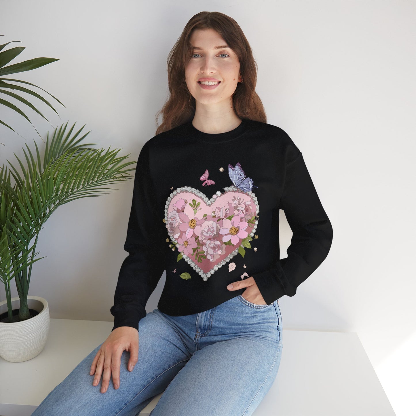 Floral Heart Sweatshirt, Floral Love Sweatshirt, Valentine's Day Sweatshirt, Heart Floral Sweatshirt