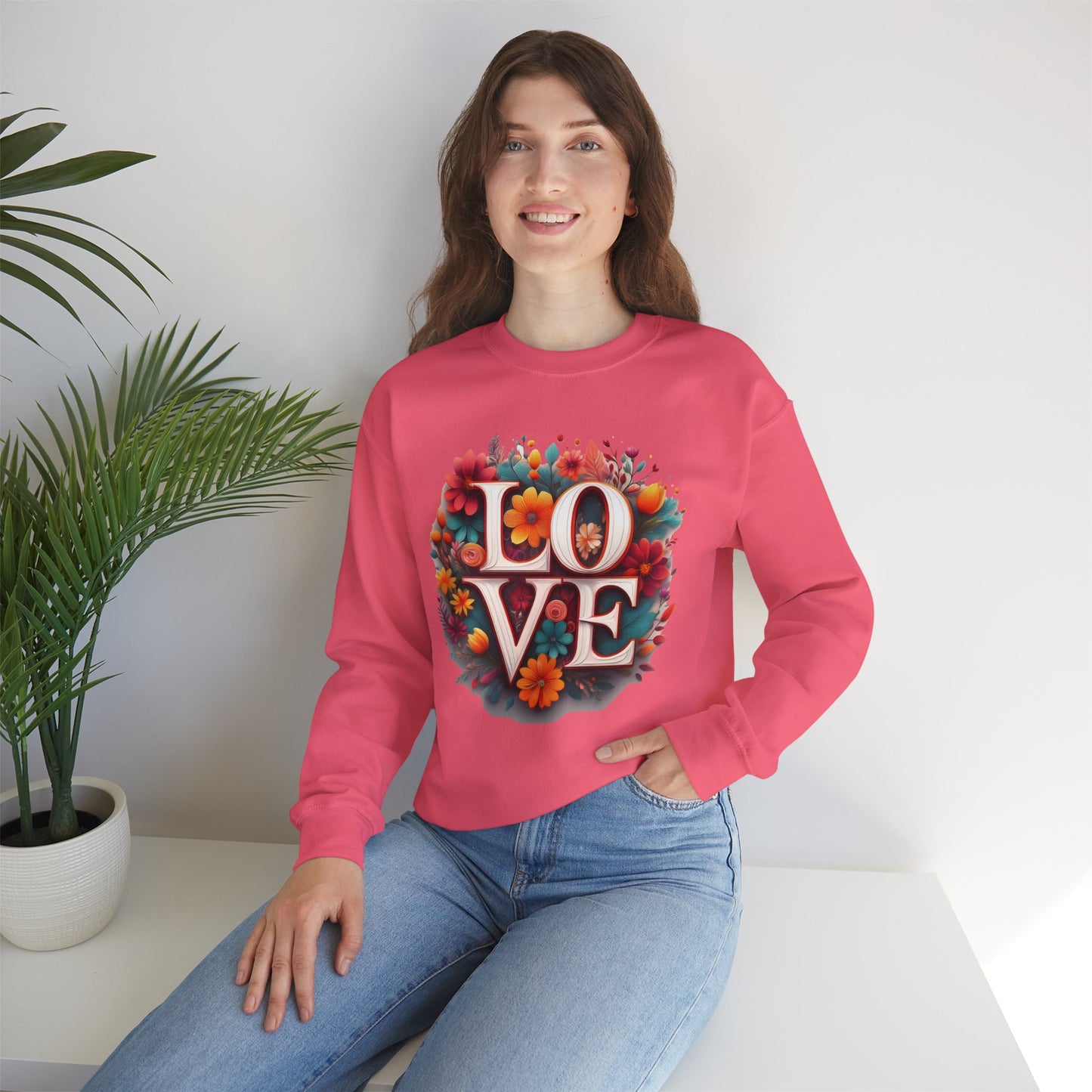 Floral Love Sweatshirt, Valentine's Day Sweatshirt, Love Flower Sweatshirt