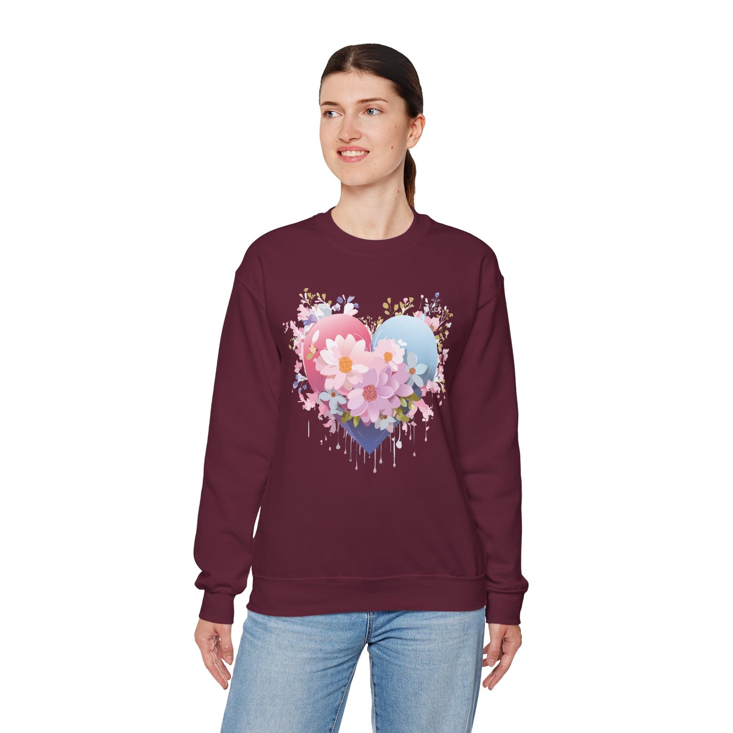 Floral Heart Sweatshirt, Floral Love Sweatshirt, Valentine's Day Sweatshirt, Heart Floral Sweatshirt