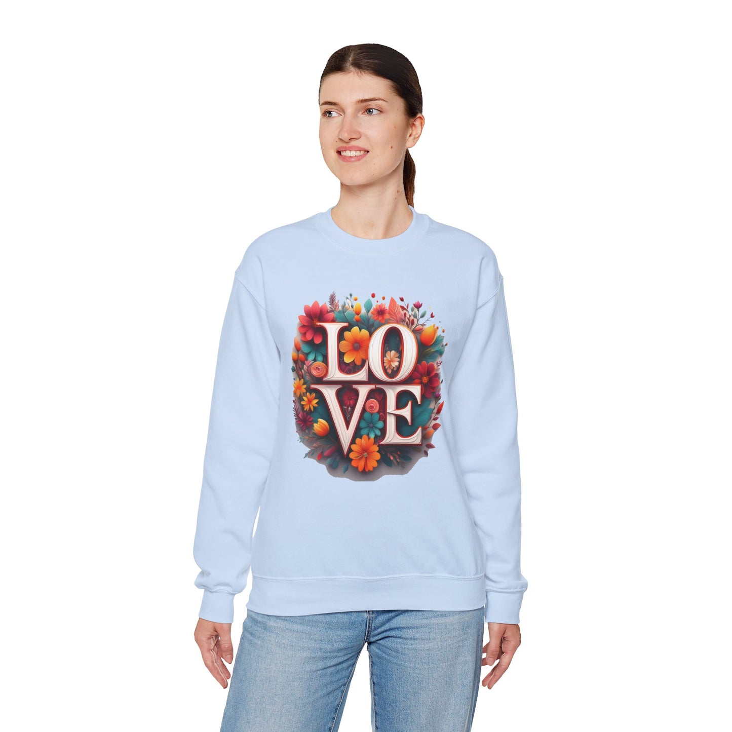 Floral Love Sweatshirt, Valentine's Day Sweatshirt, Love Flower Sweatshirt