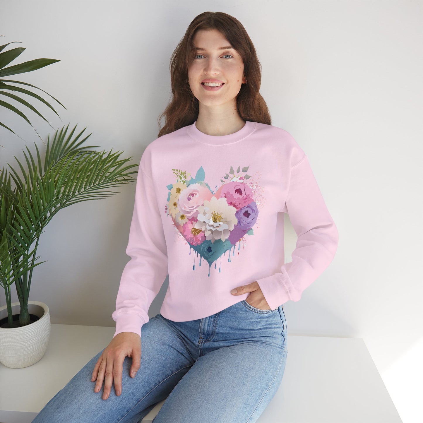 Floral Heart Sweatshirt, Floral Love Sweatshirt, Valentine's Day Sweatshirt, Heart Floral Sweatshirt