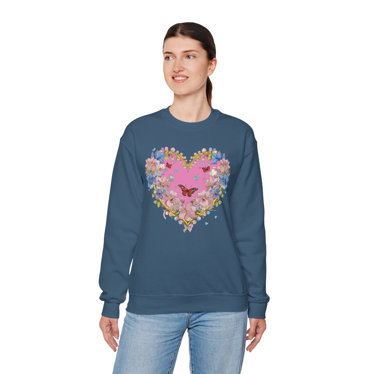 Floral Heart Sweatshirt, Floral Love Sweatshirt, Valentine's Day Sweatshirt, Heart Floral Sweatshirt