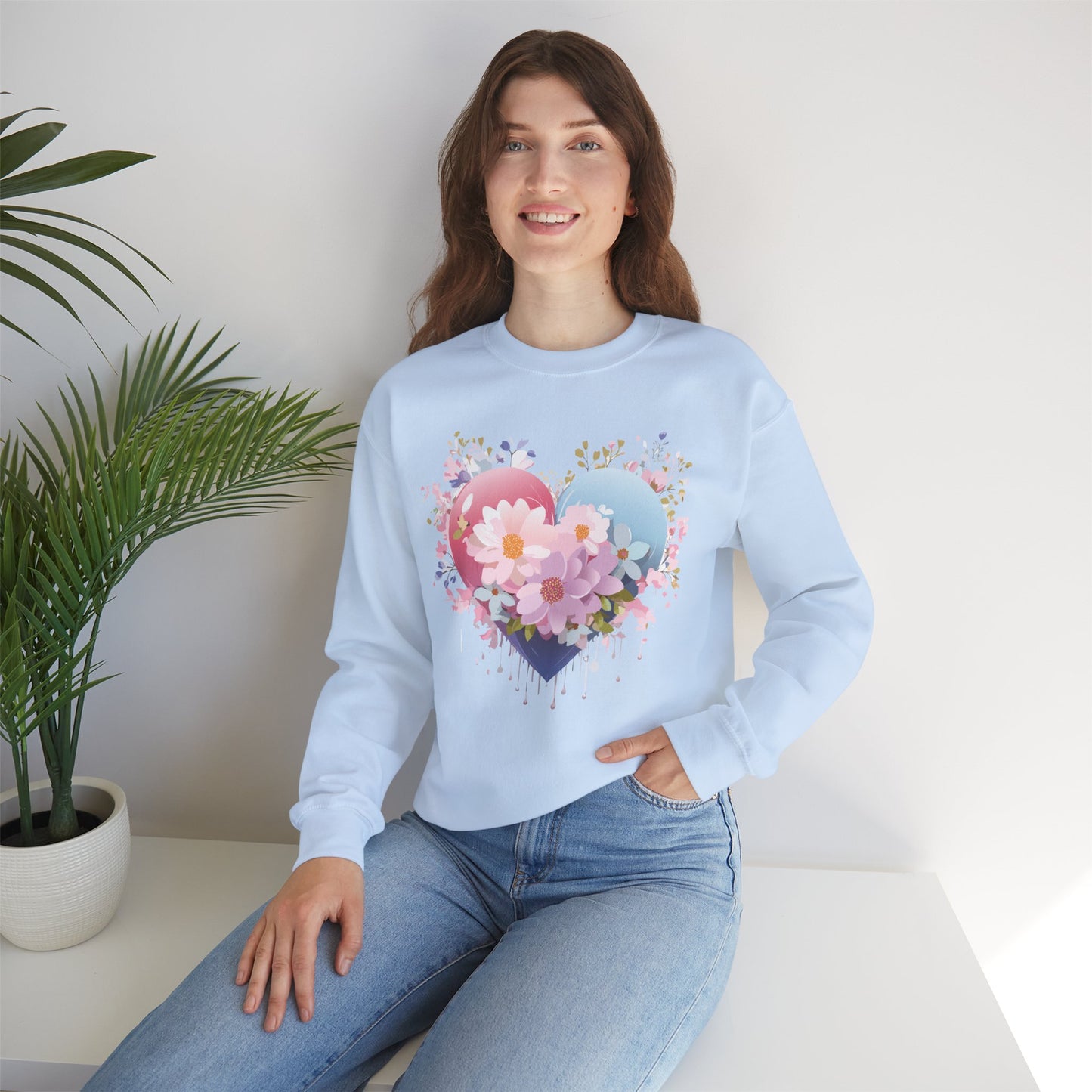 Floral Heart Sweatshirt, Floral Love Sweatshirt, Valentine's Day Sweatshirt, Heart Floral Sweatshirt
