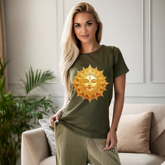 Sun Shirt, Shirt with Sun, Tee Shirt with Gold Sun
