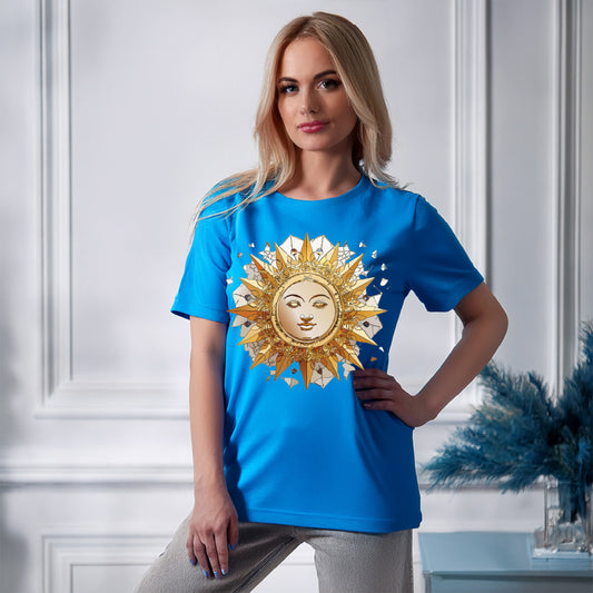 Sun Shirt, Shirt with Sun, Tee Shirt with Gold Sun