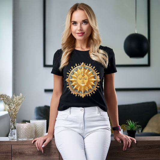 Sun Shirt, Shirt with Sun, Tee Shirt with Gold Sun
