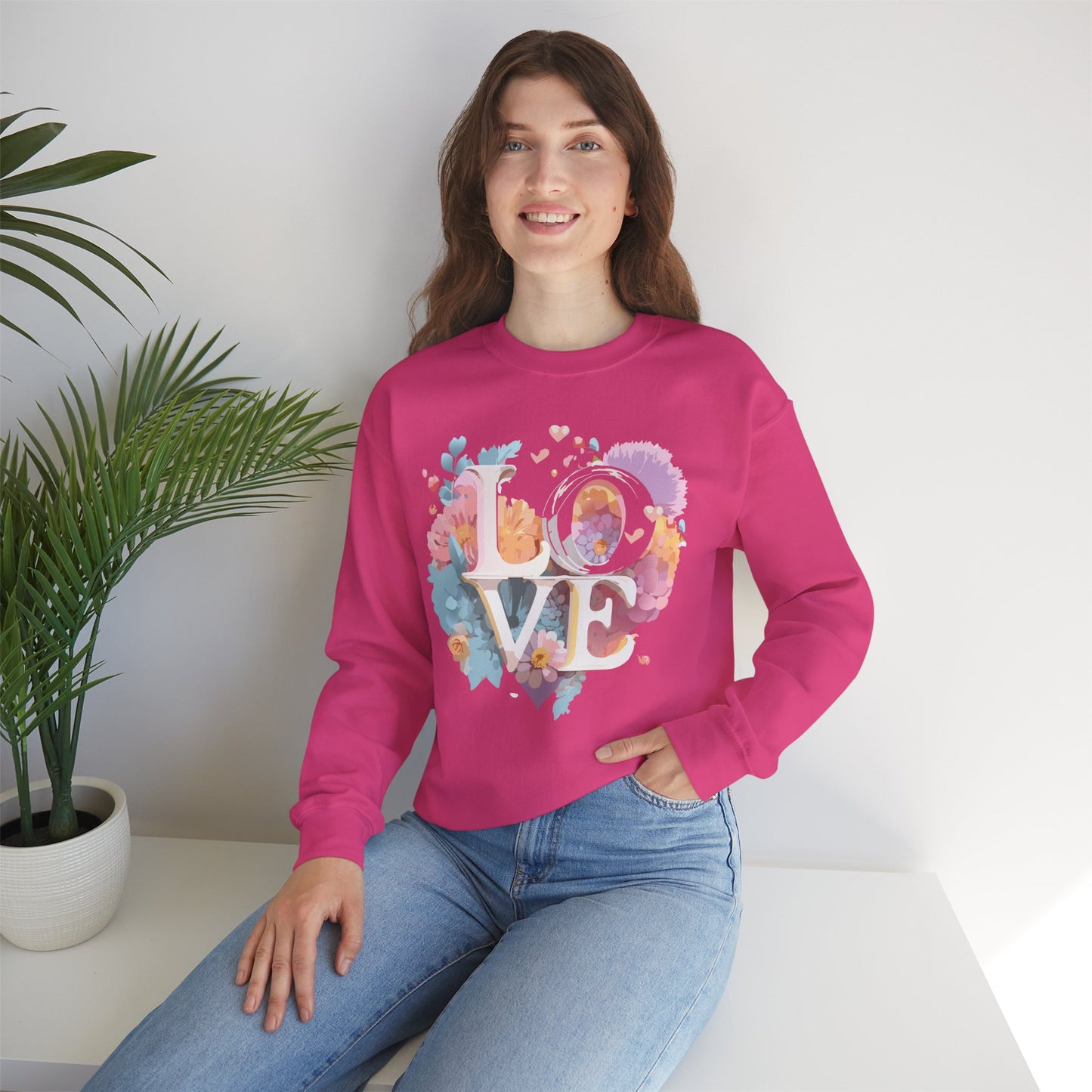 Floral Love Sweatshirt, Valentine's Day Sweatshirt, Love Flower Sweatshirt